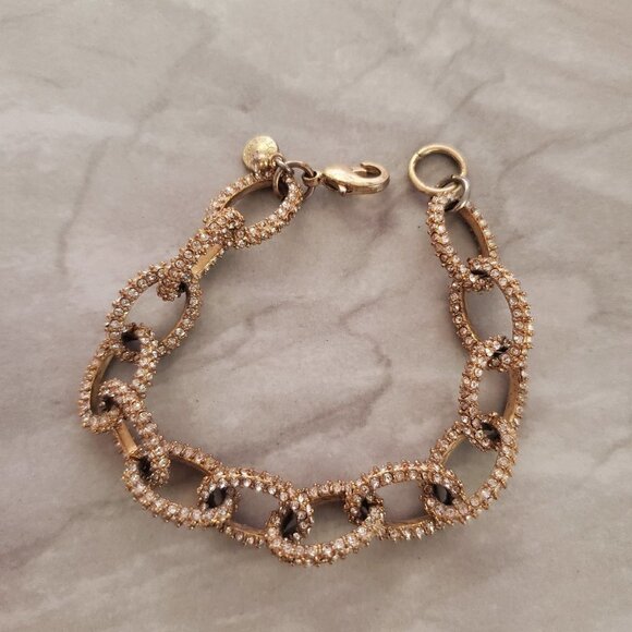 ✨💖 J.Crew Gold Rhinestone Pave Iconic Classic Link Bracelet 💖✨ - Picture 1 of 10